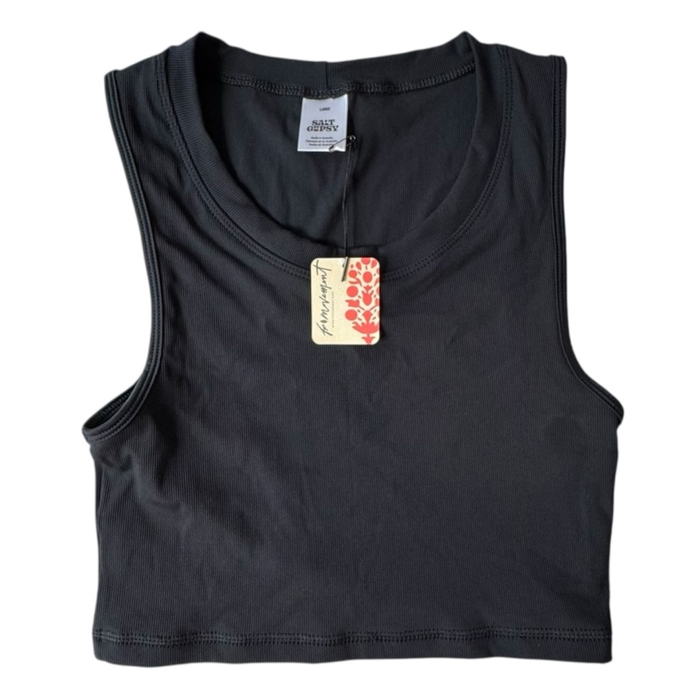 Salt Gypsy x Free People Crop Surf Top in Black | LARGE NWT - Picture 3 of 7